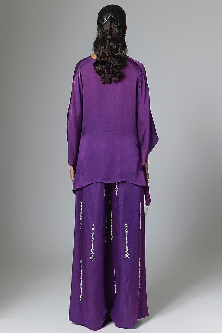 Purple Blended Linen Kaftan by Dilnaz Karbhary at Pernia's Pop Up Shop