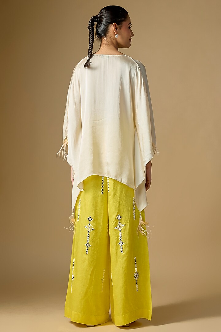 Lemon Blended Linen Trousers by Dilnaz Karbhary at Pernia's Pop Up Shop