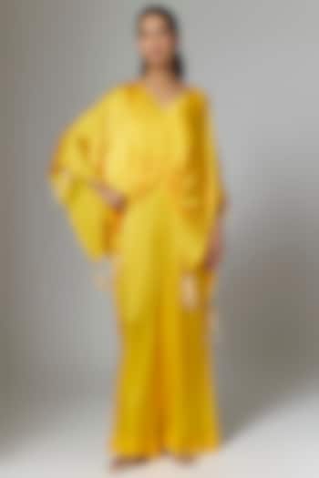 Mango-Colored Blended Satin Jumpsuit & Kaftan by Dilnaz Karbhary at Pernia's Pop Up Shop