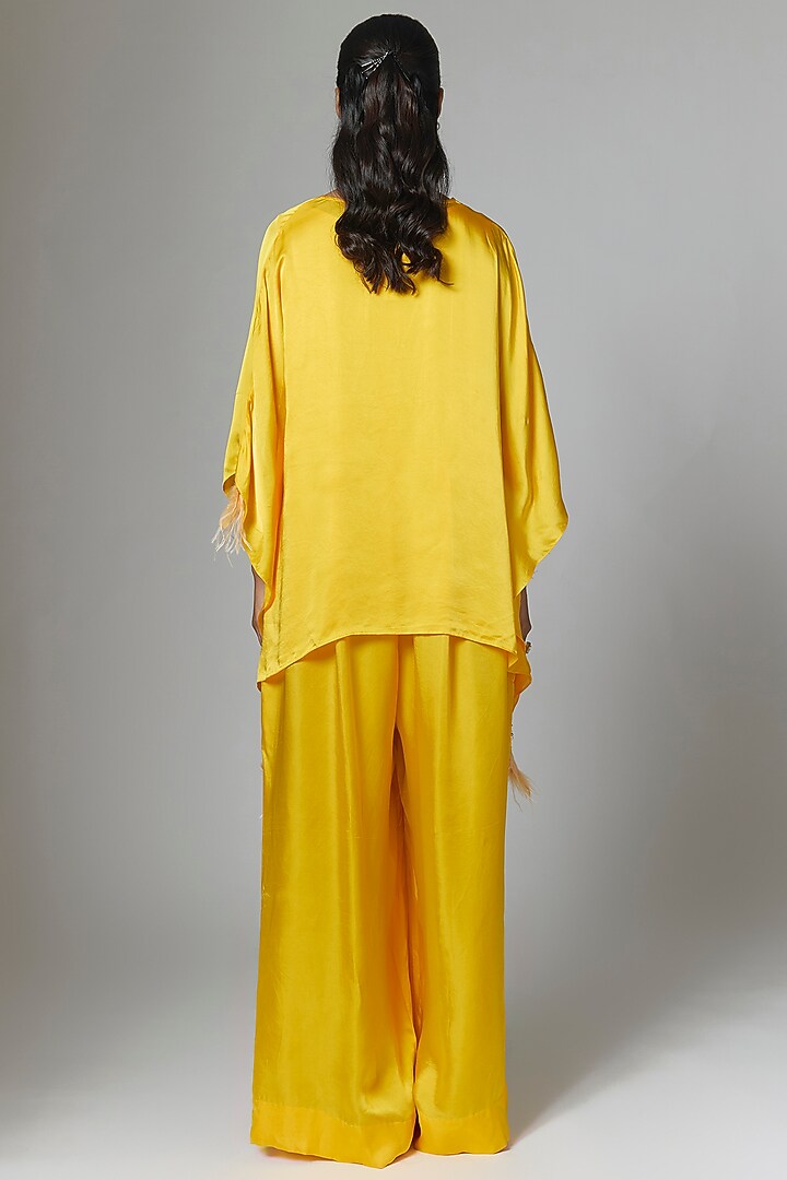 Mango-Colored Blended Satin Jumpsuit & Kaftan by Dilnaz Karbhary at Pernia's Pop Up Shop
