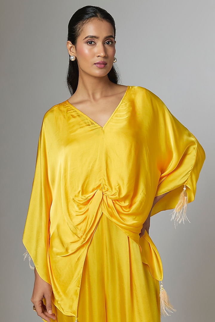 Mango-Colored Blended Satin Jumpsuit & Kaftan by Dilnaz Karbhary at Pernia's Pop Up Shop