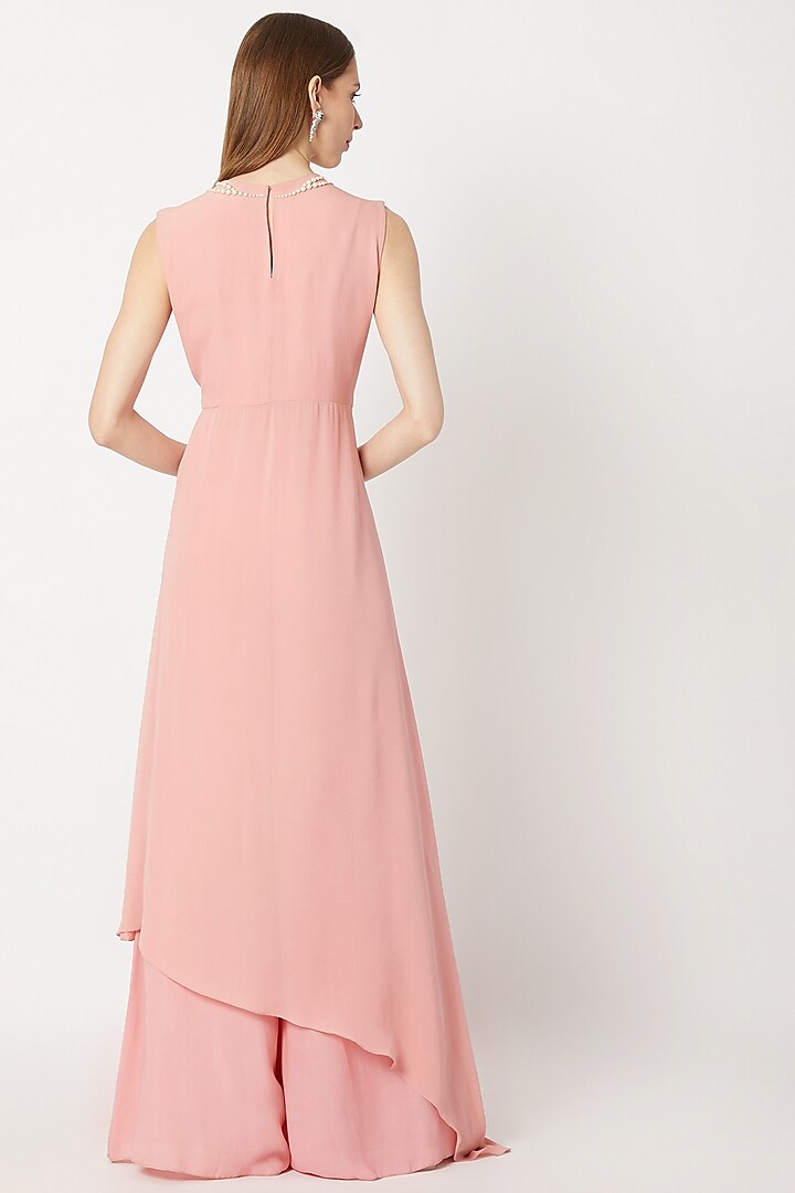Old Rose Pink Embroidered Kurta With Flared Pants by Dilnaz Karbhary at Pernia's Pop Up Shop