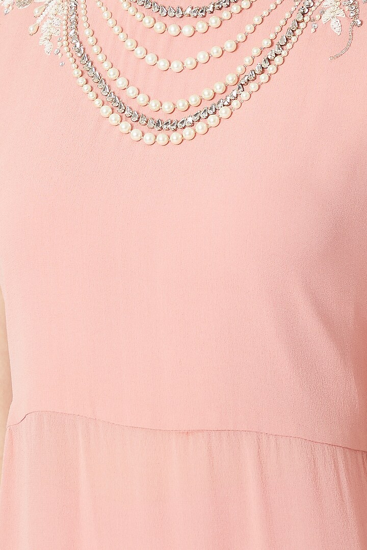 Old Rose Pink Embroidered Kurta With Flared Pants by Dilnaz Karbhary at Pernia's Pop Up Shop