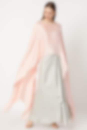 Blush Pink Jewel Neck Cape by Dilnaz Karbhary at Pernia's Pop Up Shop