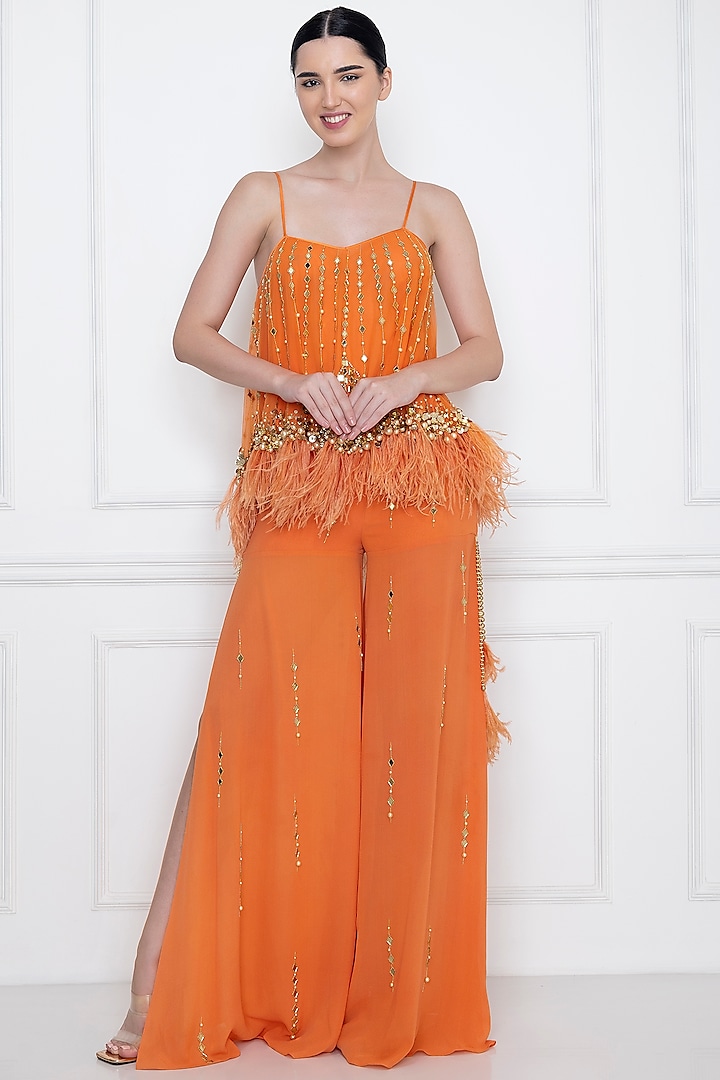 Sunset Embellished Spaghetti Camisole by Dilnaz Karbhary