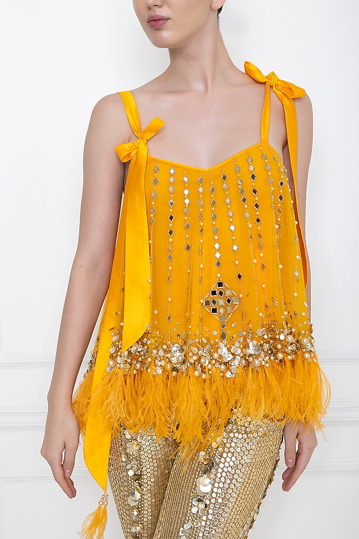 Marigold Embellished Camisole by Dilnaz Karbhary at Pernia's Pop Up Shop
