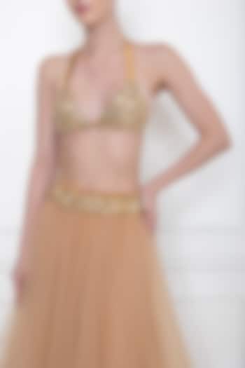 Gold Embellished Skirt by Dilnaz Karbhary