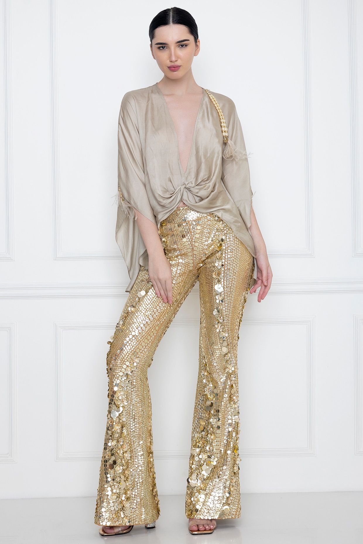 Reflections Of Bronze Sequin Pants  Sequin pants Fashion Sequin outfit