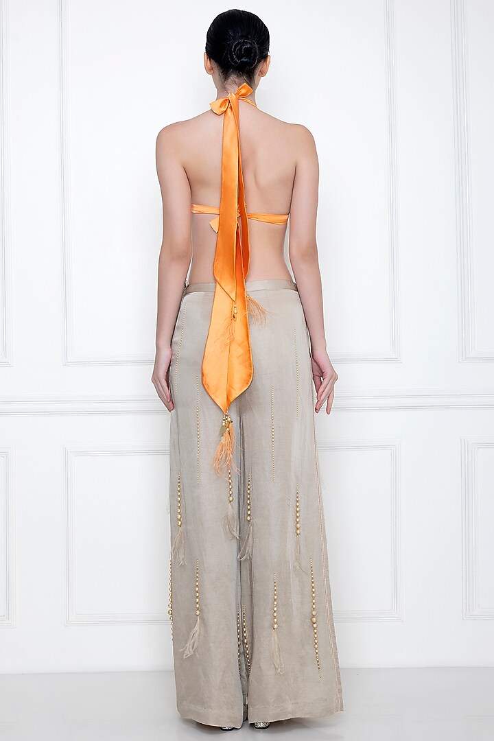 Grey Embellished Flared Pants by Dilnaz Karbhary at Pernia's Pop Up Shop