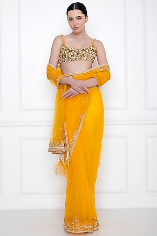 Marigold Embellished Bustier by Dilnaz Karbhary