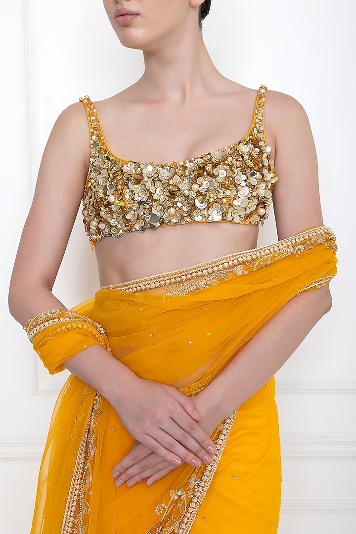 Marigold Embellished Bustier by Dilnaz Karbhary