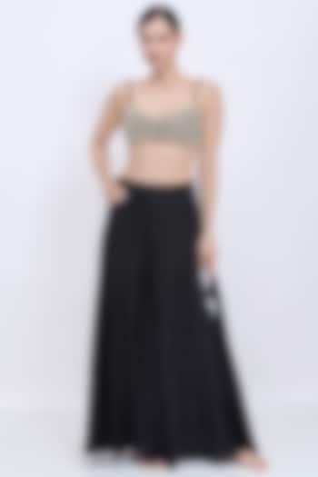 Black Net & Polyester Satin Hand Embroidered Bustier Blouse by Dilnaz Karbhary at Pernia's Pop Up Shop