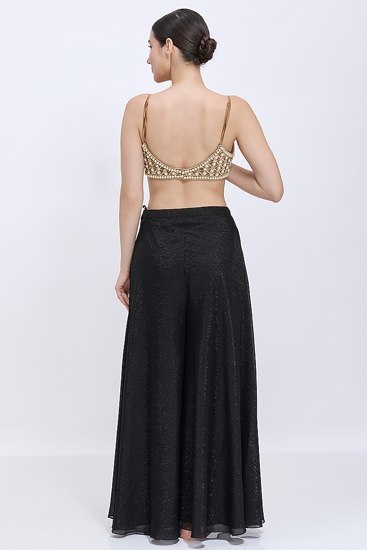 Chocolate Brown Net & Polyester Satin Hand Embroidered Bustier Blouse by Dilnaz Karbhary at Pernia's Pop Up Shop