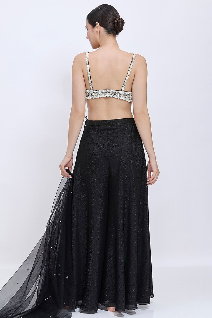 Black Net & Polyester Satin Hand Embroidered Blouse by Dilnaz Karbhary at Pernia's Pop Up Shop