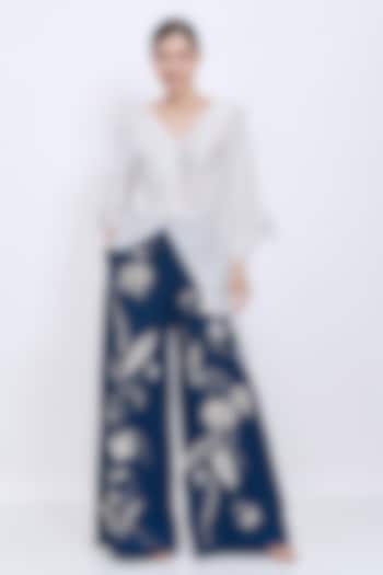 Ivory Blended Satin Draped Kaftan by Dilnaz Karbhary at Pernia's Pop Up Shop