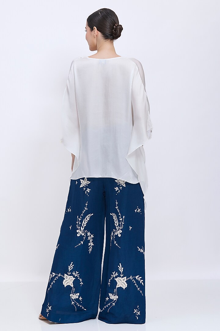 Ivory Blended Satin Draped Kaftan by Dilnaz Karbhary at Pernia's Pop Up Shop