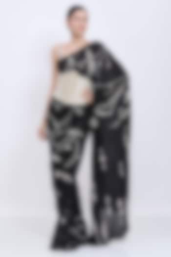 Ivory-Beige Lace & Polyester Satin Waist Corset by Dilnaz Karbhary at Pernia's Pop Up Shop