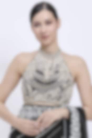 Black Net & Polyester Satin Hand Embroidered Blouse by Dilnaz Karbhary at Pernia's Pop Up Shop