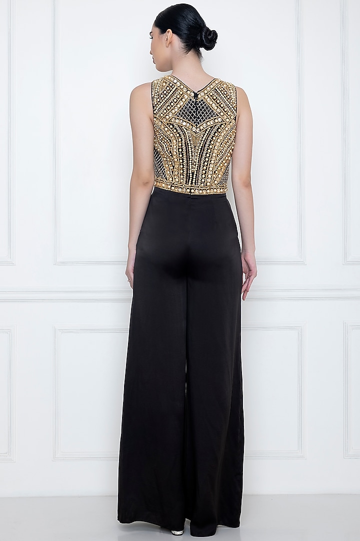 Black Embellished Jumpsuit by Dilnaz Karbhary at Pernia's Pop Up Shop