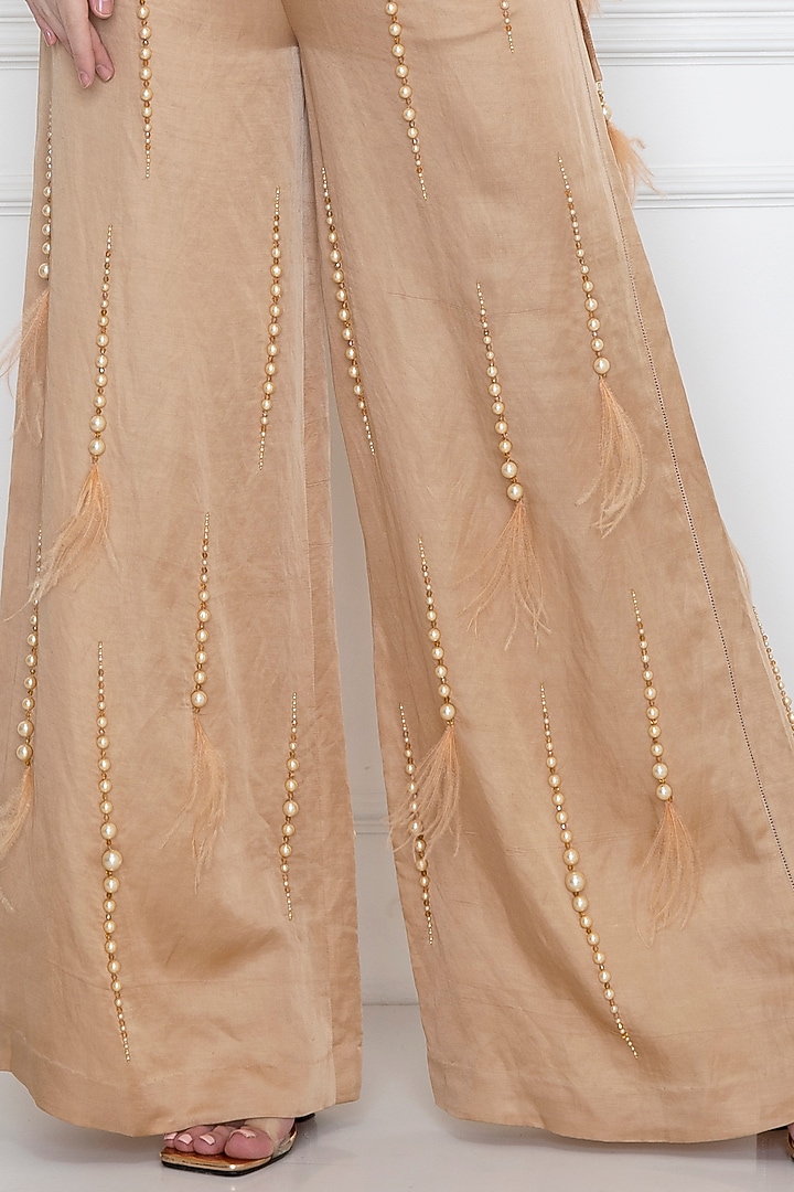 Gold Silk Satin Twisted Draped Top by Dilnaz Karbhary at Pernia's Pop Up Shop