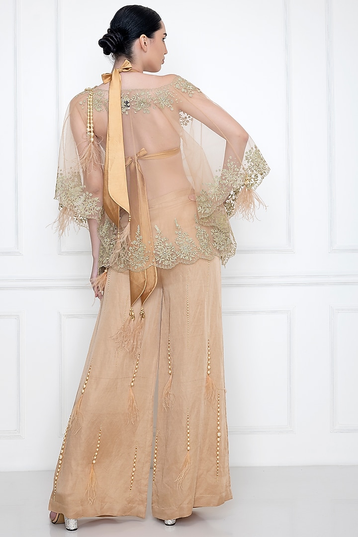 Gold Embroidered Twisted Kaftan Top by Dilnaz Karbhary at Pernia's Pop Up Shop