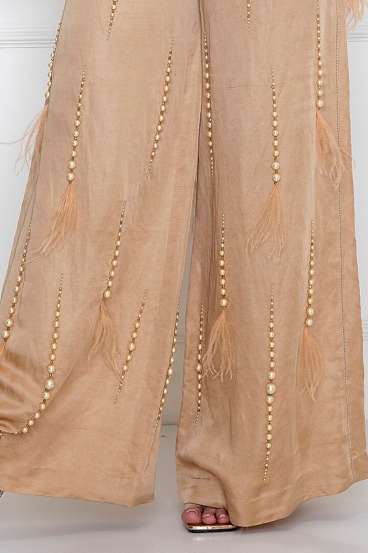 Gold Embroidered Twisted Kaftan Top by Dilnaz Karbhary at Pernia's Pop Up Shop