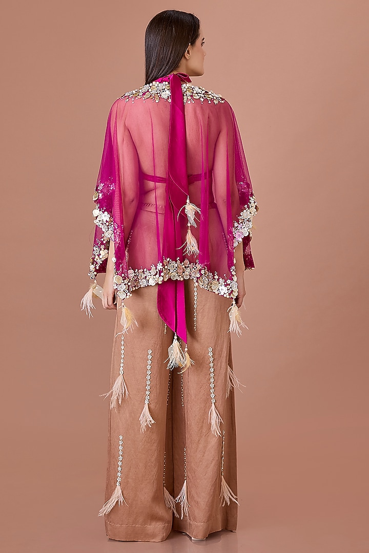 Jamun-Colored Net Sequins Hand Embroidered Kaftan by Dilnaz Karbhary at Pernia's Pop Up Shop