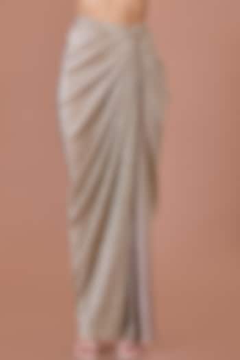 Golden Polyester Crinkled Skirt by Dilnaz Karbhary at Pernia's Pop Up Shop