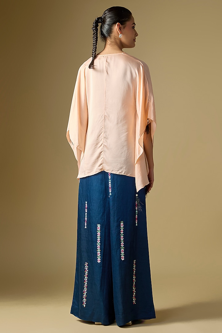 Sapphire Blue Blended Linen Trousers by Dilnaz Karbhary at Pernia's Pop Up Shop