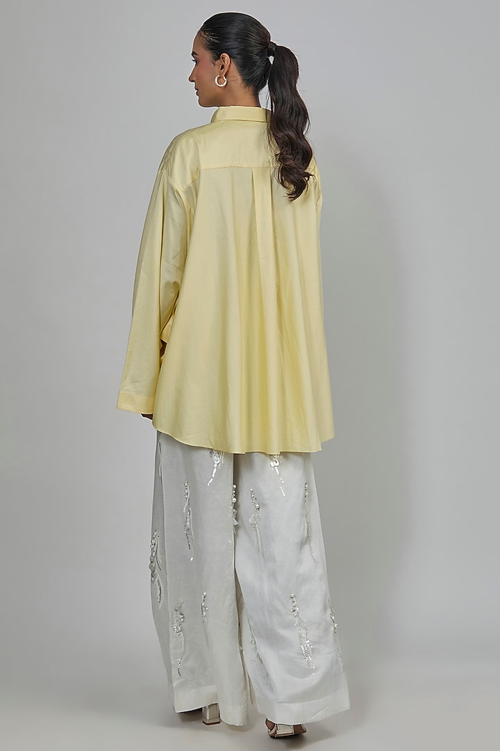 Lemon Yellow Blended Cotton Shirt by Dilnaz Karbhary at Pernia's Pop Up Shop
