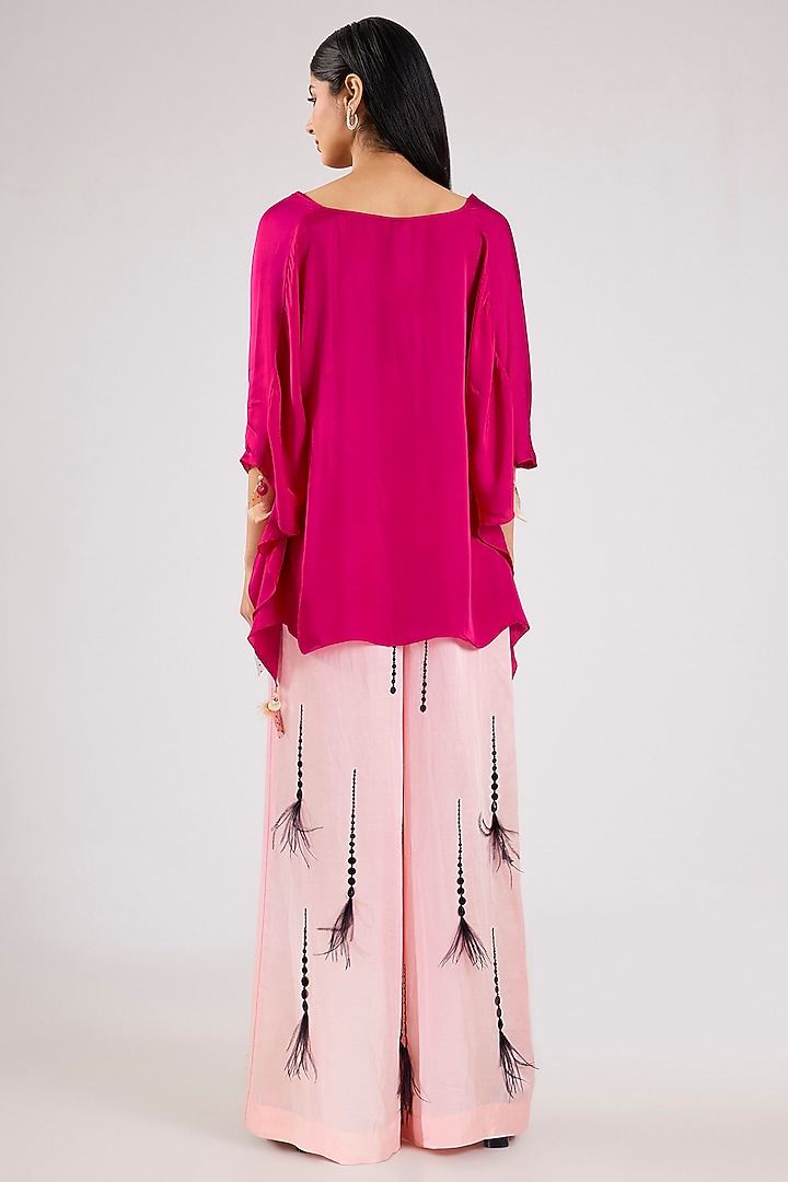 Light Pink Blended Linen Trousers by Dilnaz Karbhary at Pernia's Pop Up Shop
