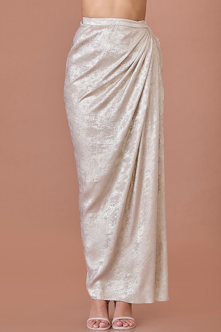 Gold Foil Draped Skirt by Dilnaz Karbhary at Pernia's Pop Up Shop