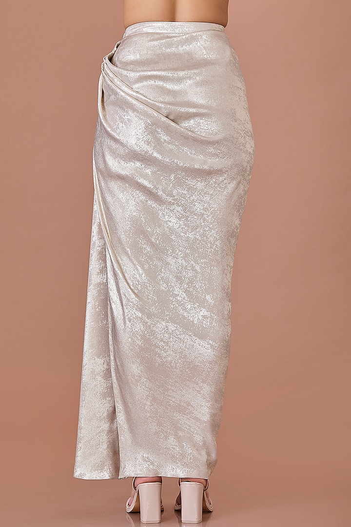 Gold Foil Draped Skirt by Dilnaz Karbhary at Pernia's Pop Up Shop