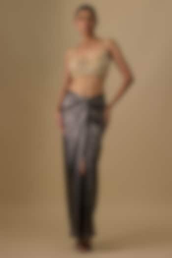 Black Blended Milano Foil Draped Skirt by Dilnaz Karbhary at Pernia's Pop Up Shop
