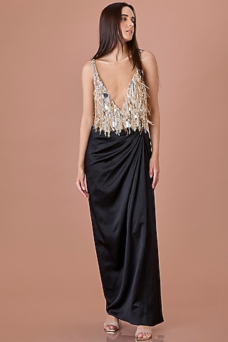 Nude Net Hand Embroidered Top by Dilnaz Karbhary