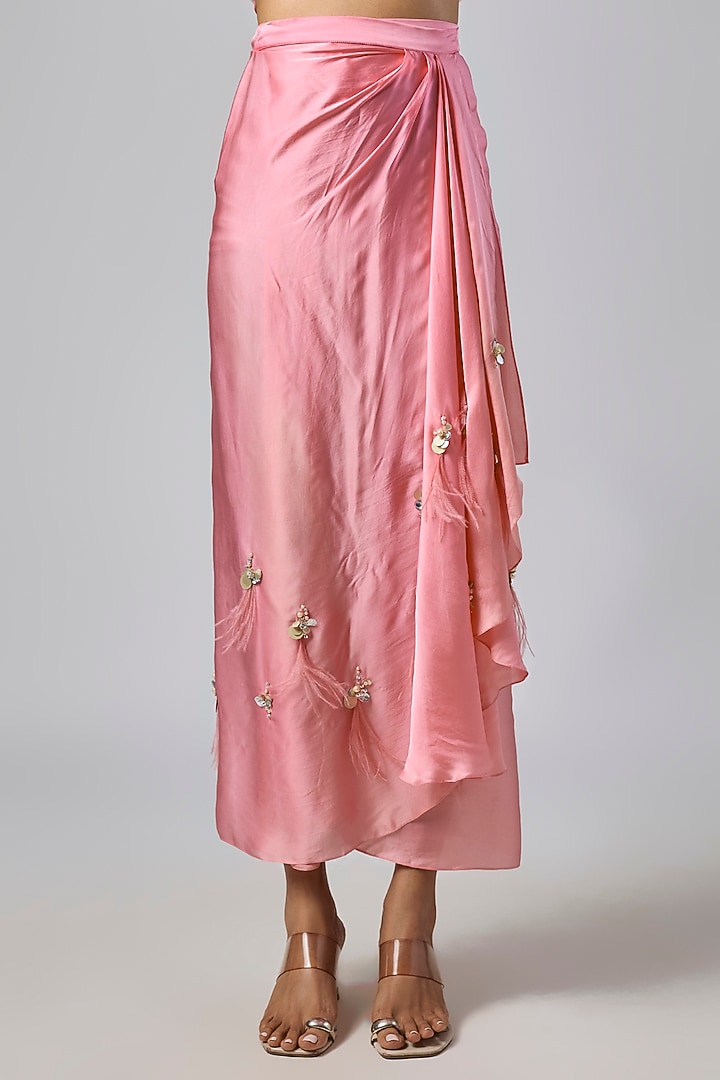 Rose Pink Net Kaftan Set by Dilnaz Karbhary at Pernia's Pop Up Shop
