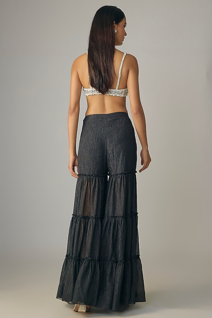 Black Chiffon Wedding Sharara Set by Dilnaz Karbhary at Pernia's Pop Up Shop