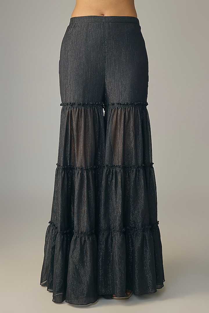 Black Chiffon Wedding Sharara Set by Dilnaz Karbhary at Pernia's Pop Up Shop
