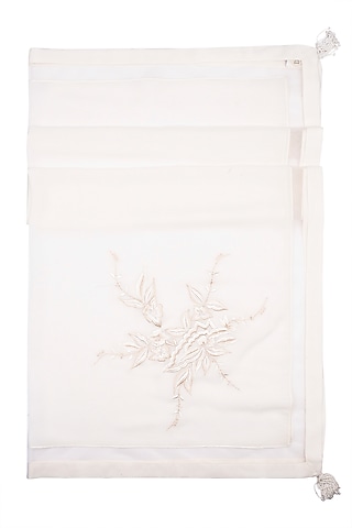 Ivory Embroidered Gara Scarf by Dilnaz Karbhary