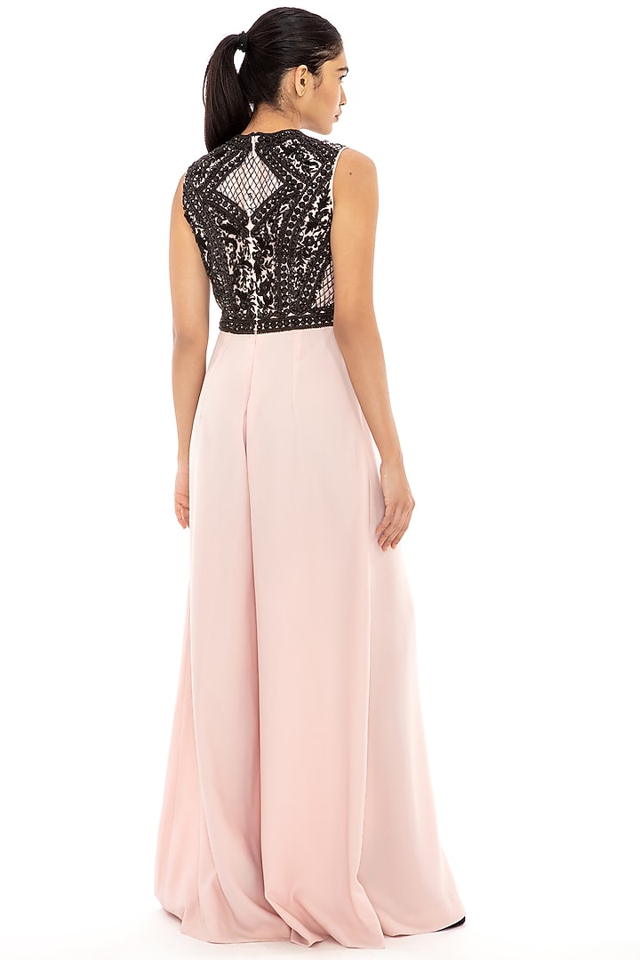 Soft Pink Flared Pants Jumpsuit by Dilnaz Karbhary at Pernia's Pop Up Shop