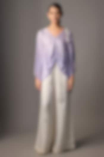 Periwinkle Lilac Blended Satin Kaftan by Dilnaz Karbhary at Pernia's Pop Up Shop