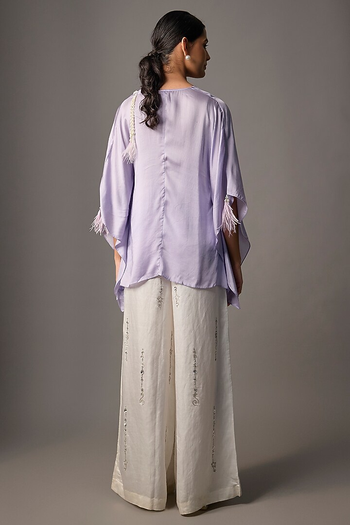 Periwinkle Lilac Blended Satin Kaftan by Dilnaz Karbhary at Pernia's Pop Up Shop