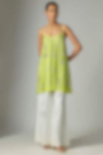 Green Georgette & Poly Satin Camisole Cocktail Dress by Dilnaz Karbhary at Pernia's Pop Up Shop