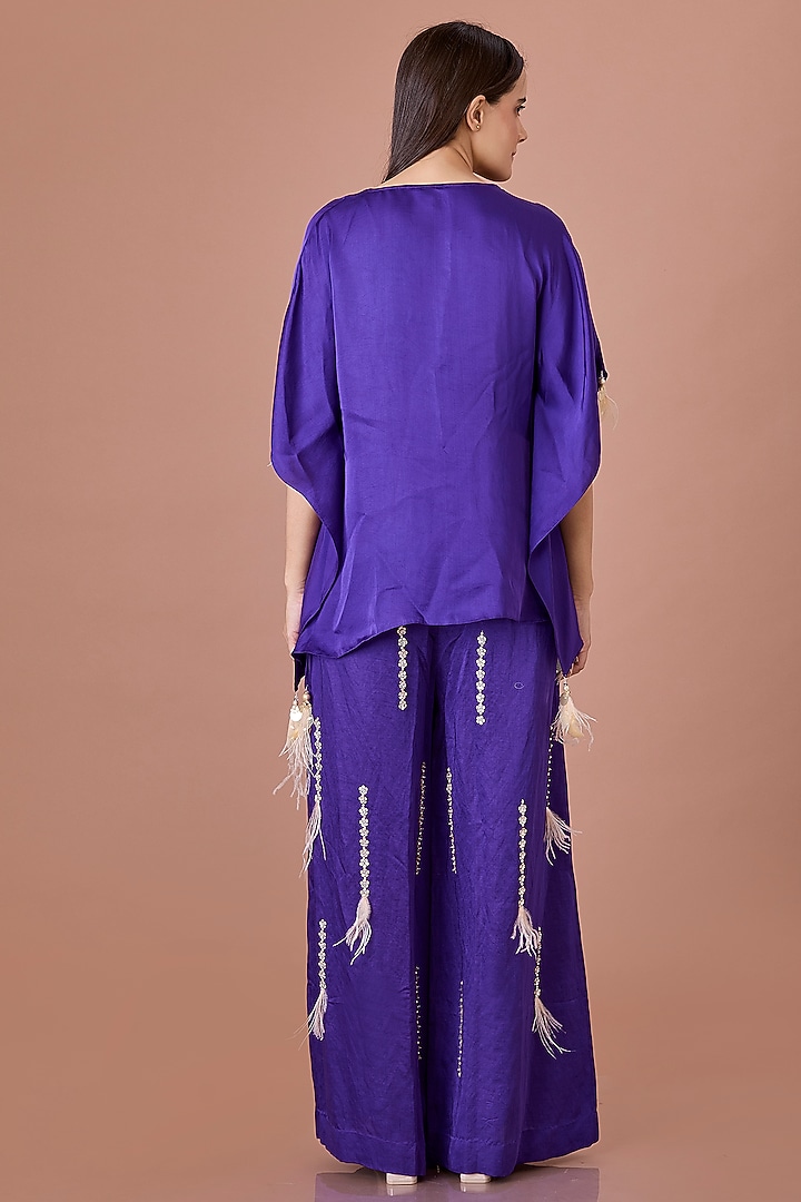 Purple Blended Satin Kaftan by Dilnaz Karbhary at Pernia's Pop Up Shop