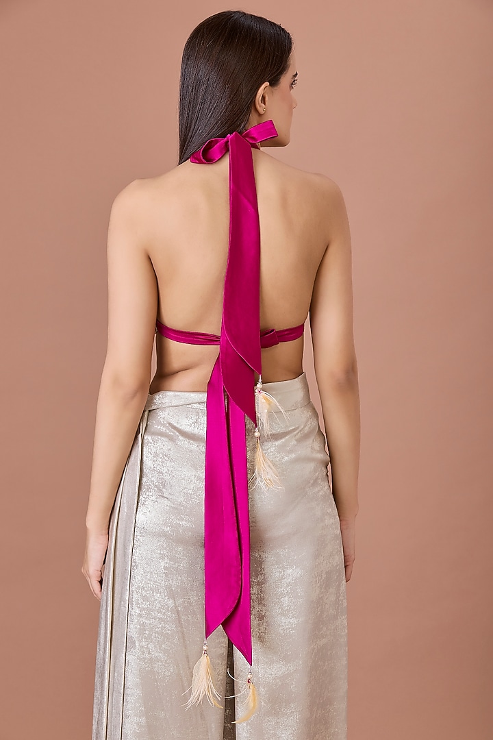 Jamun-Colored Net Diamonds Hand Embroidered Bikini by Dilnaz Karbhary at Pernia's Pop Up Shop