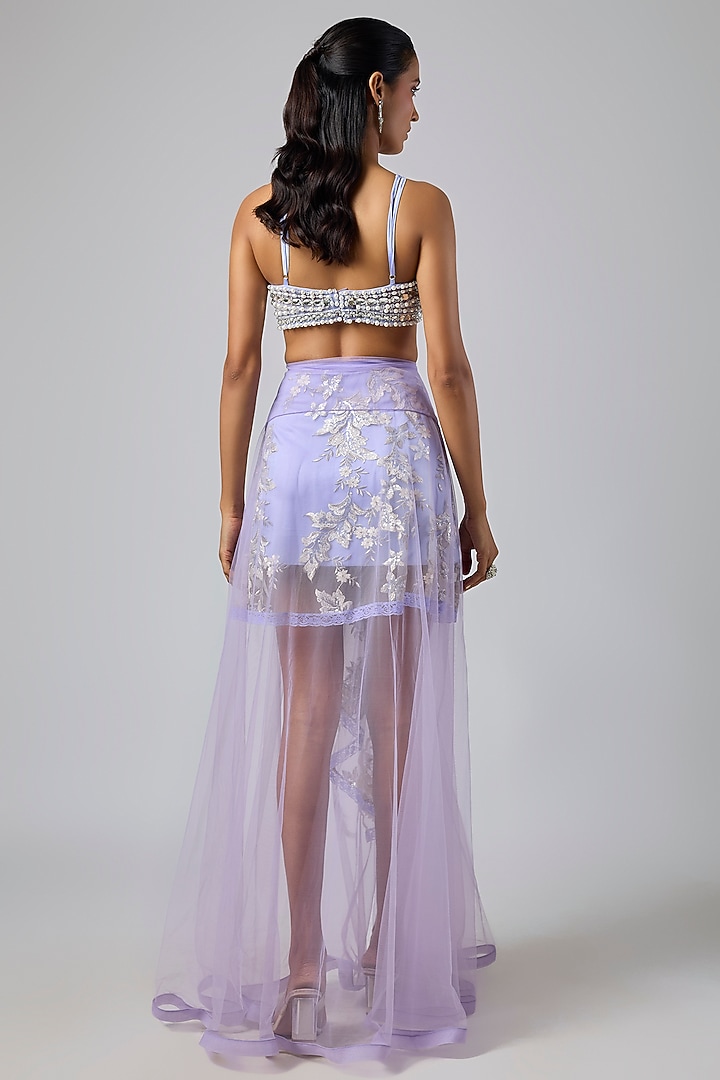 Periwinkle Net Skirt Set by Dilnaz Karbhary at Pernia's Pop Up Shop