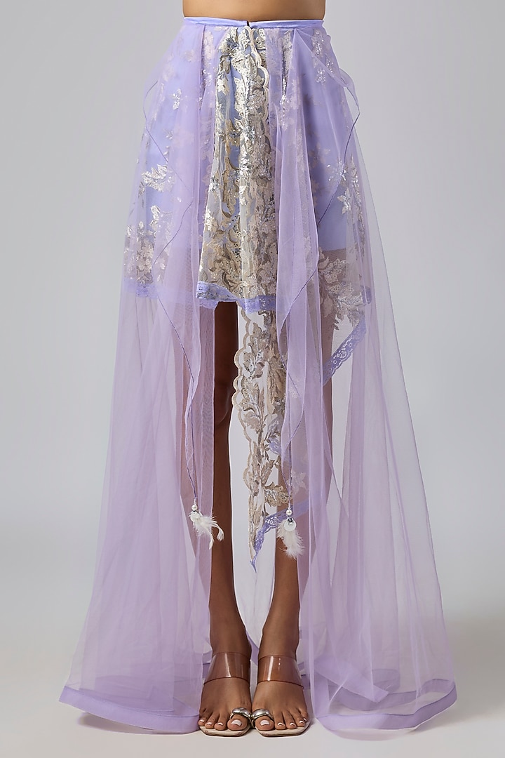 Periwinkle Net Skirt Set by Dilnaz Karbhary at Pernia's Pop Up Shop
