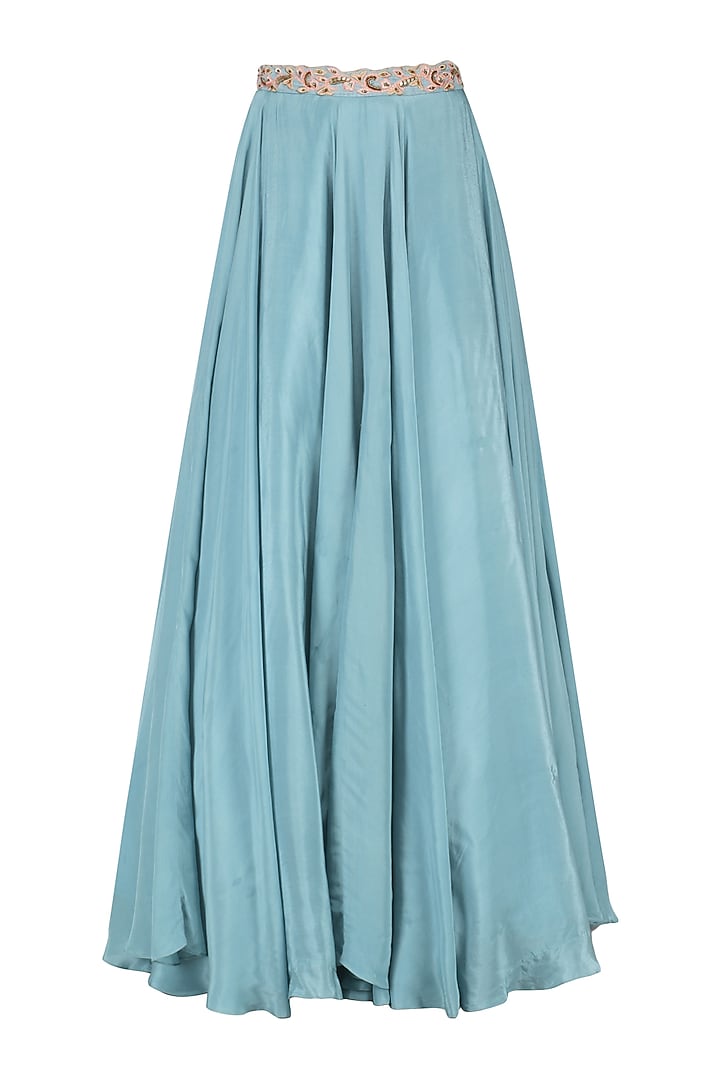 Ice blue embroidered lehenga set available only at Pernia's Pop Up Shop.