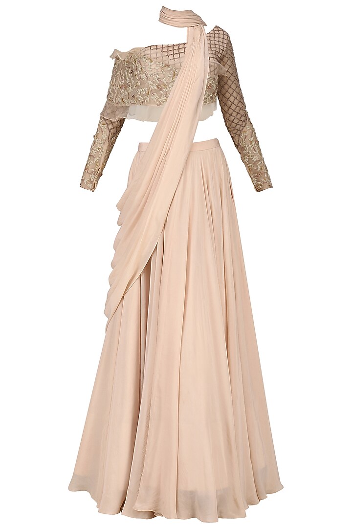 Rose pink embroidered lehenga set available only at Pernia's Pop Up Shop.