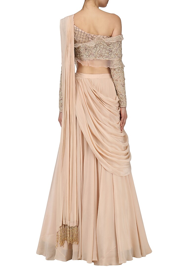 Rose pink embroidered lehenga set available only at Pernia's Pop Up Shop.